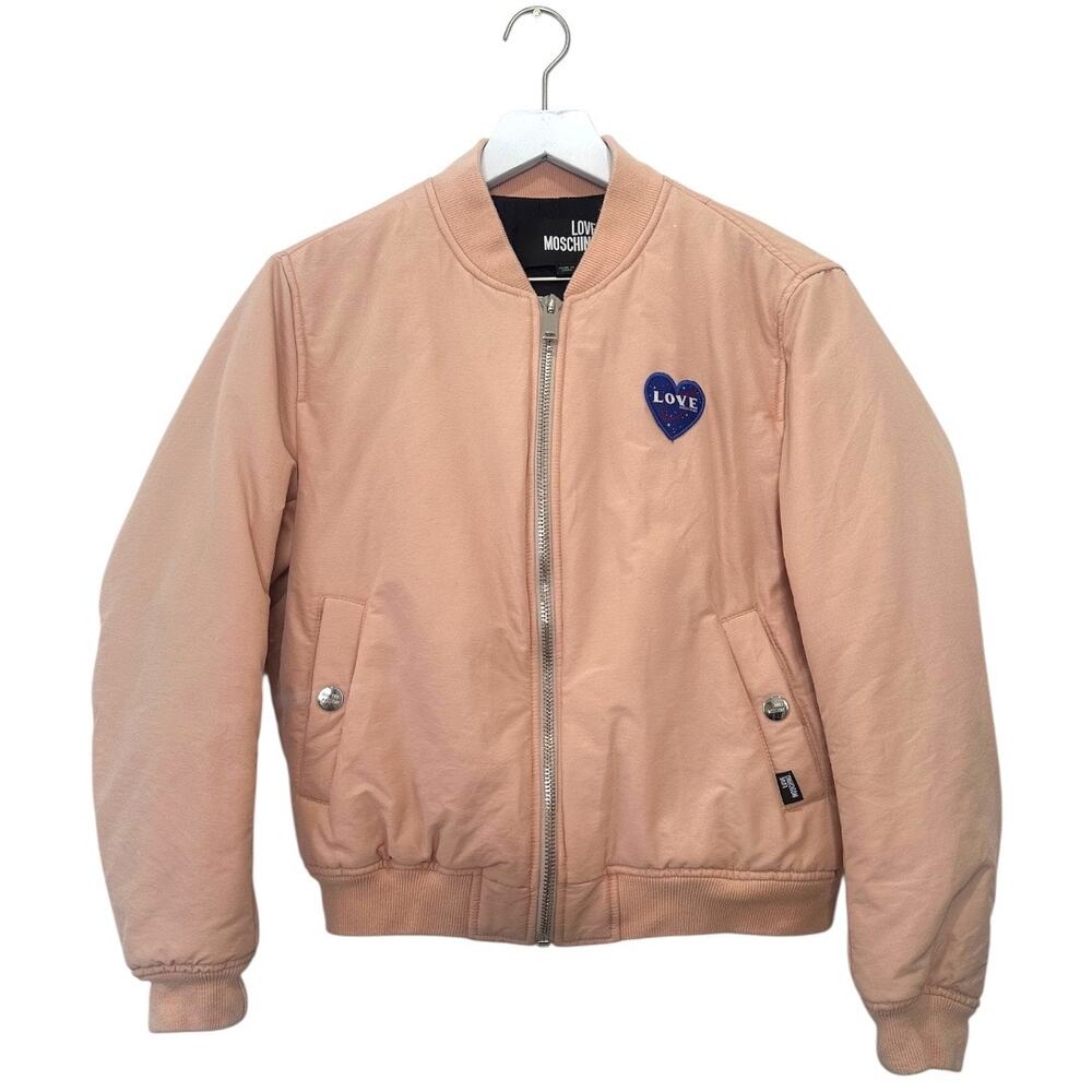 Love Moschino Pink Bomber Jacket with Heart Patch Size 4